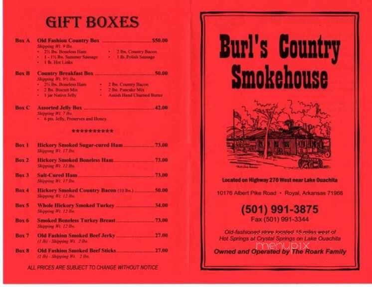 Burl's Country Smokehouse - Royal, AR