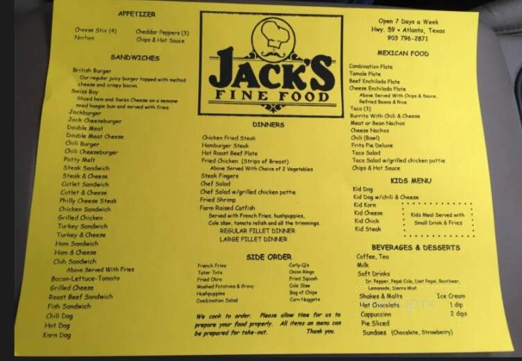 Jack's Fine Food - Atlanta, TX