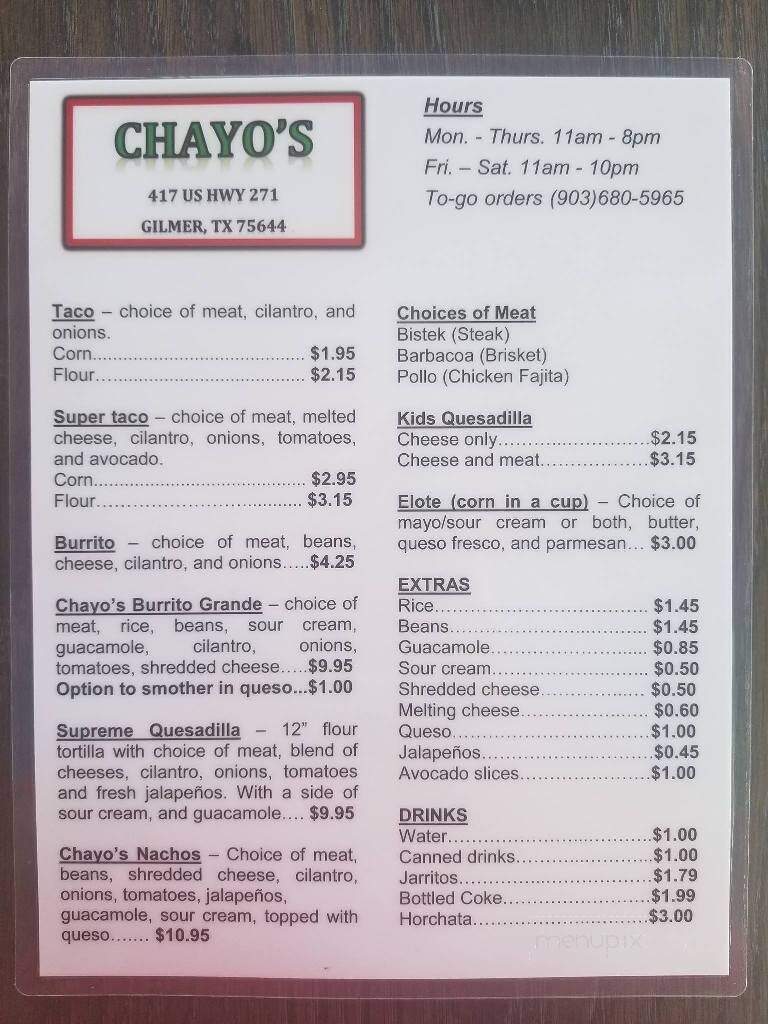 Chayo's - Gilmer, TX