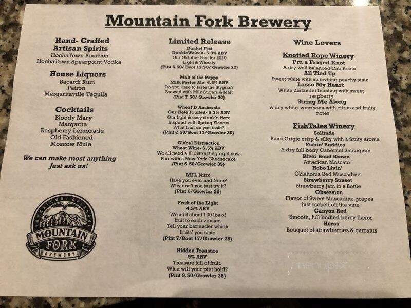 Mountain Fork Brewery - Broken Bow, OK
